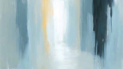 Serene Blue Abstract Painting Soft Light Vertical Strokes. AI Generated