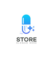 Online Pharmacy Store Logo Design Capsule, Medical, Healthcare