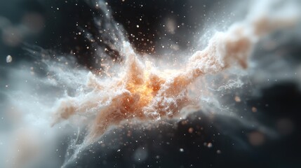 Abstract energy burst, glowing particles, dark background, for design