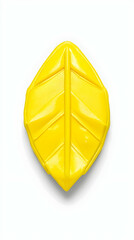Yellow leaf-shaped object against white background;  ideal for design elements or educational materials