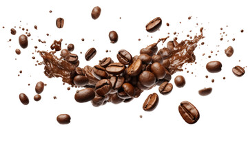 Obraz premium Roasted coffee beans on transparent background