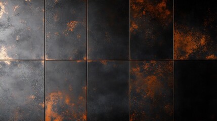 Naklejka premium Dark Rustic Tiles Dramatic Lighting Warm Tones. AI Generated