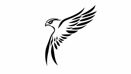 Fototapeta premium Baaz Falcon Logo Design | Black Vector Falcon Art | Minimalist Bird Logo | Transparent Background | Premium Vector Illustration