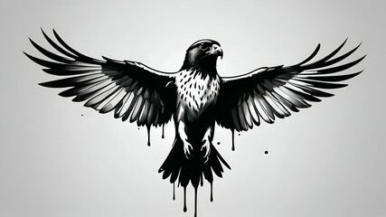 Naklejka premium Baaz Falcon Logo Design | Black Vector Falcon Art | Minimalist Bird Logo | Transparent Background | Premium Vector Illustration