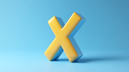 3D rendered yellow and blue letter X on blue background.