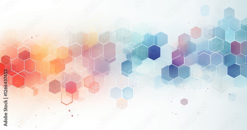 Poster abstract geometric background with hexagons and cubes in pastel colors on a beautiful background