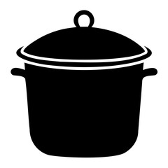 Minimalist Black Pot Icon Silhouette Vector Isolated on Transparent Background