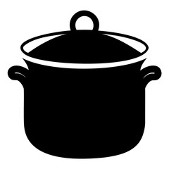 Minimalist Black Pot Icon Silhouette Vector Isolated on Transparent Background