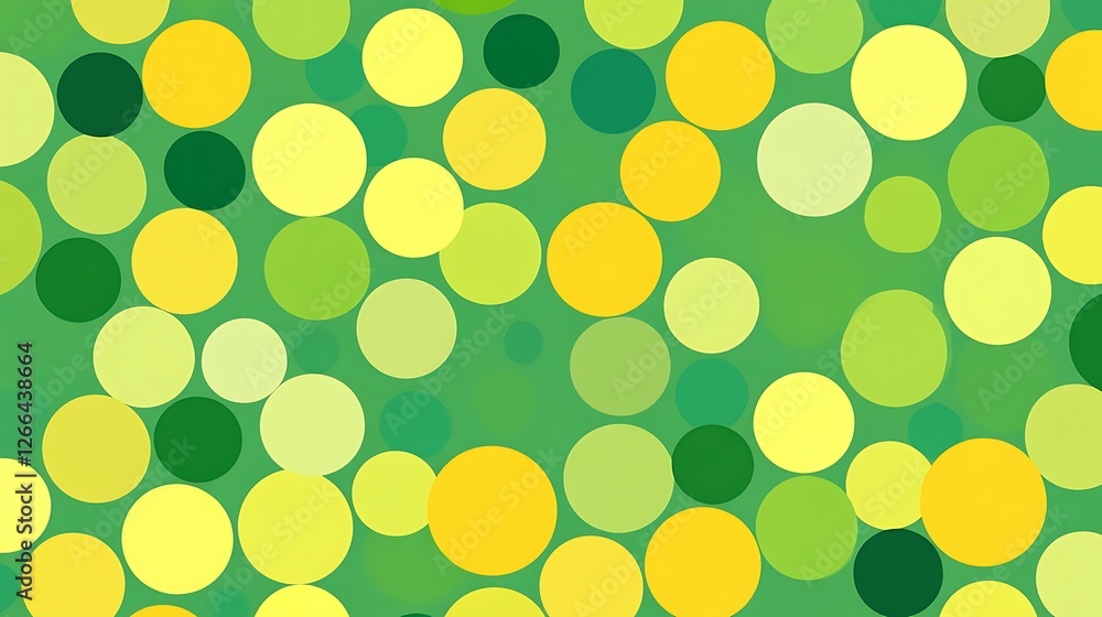 Poster abstract green and yellow polka dot pattern background with bokeh effect