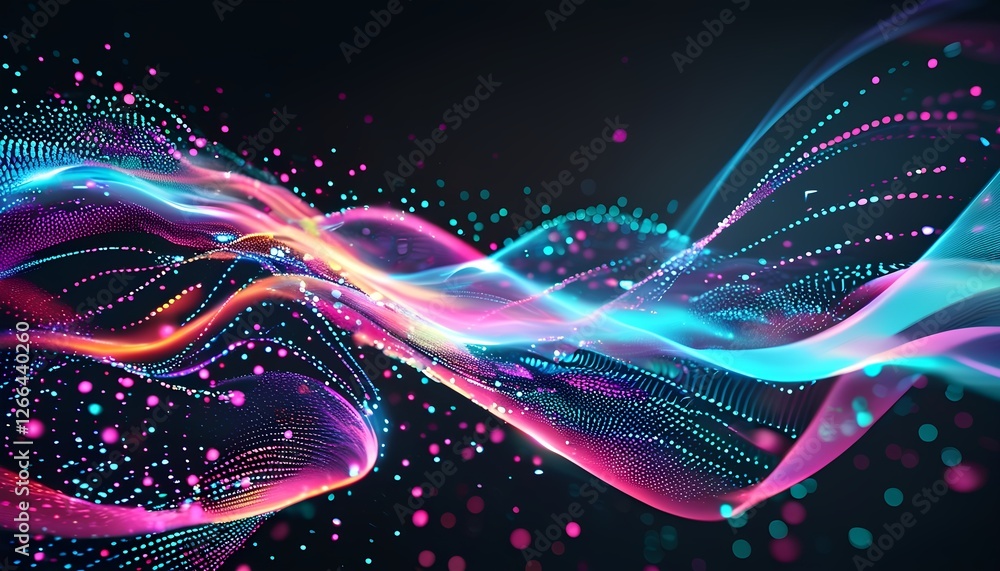 Aufkleber dynamic digital waves abstract background visual art vibrant environment colorful viewpoint conceptu