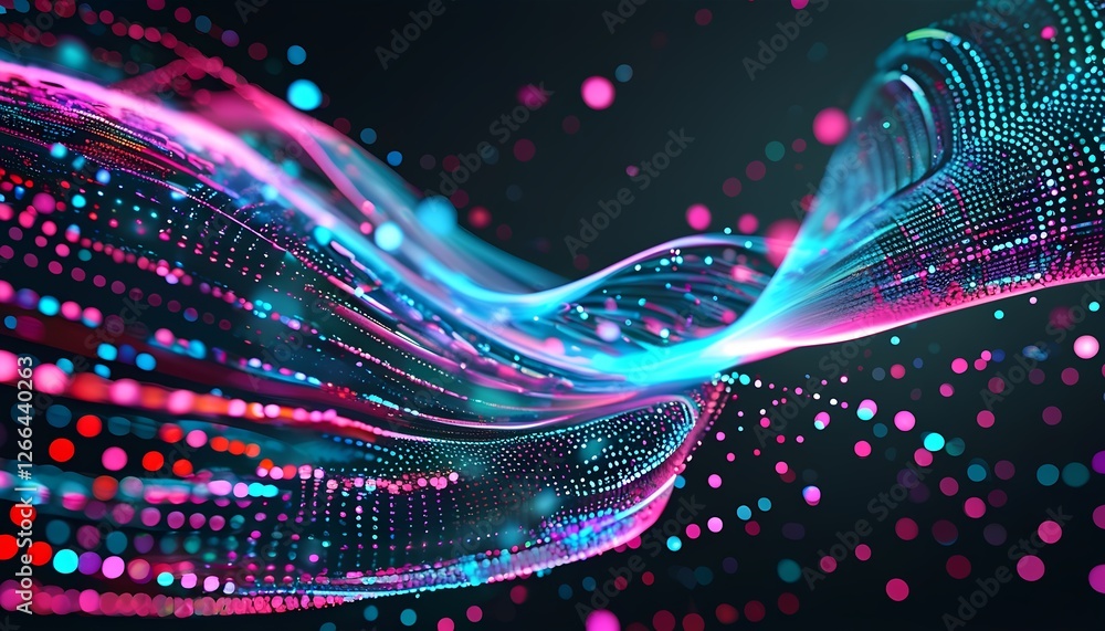 Aufkleber dynamic colorful waves of light abstract digital background visual art dark environment artistic per
