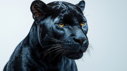 Fototapeta premium Close-up portrait of a majestic black panther with striking yellow eyes.