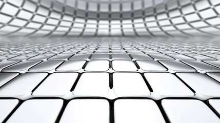 Obraz premium Abstract silver metallic grid pattern tunnel perspective