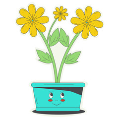 Retro Sticker Cartoon Character on White Background. Vector Illustration.