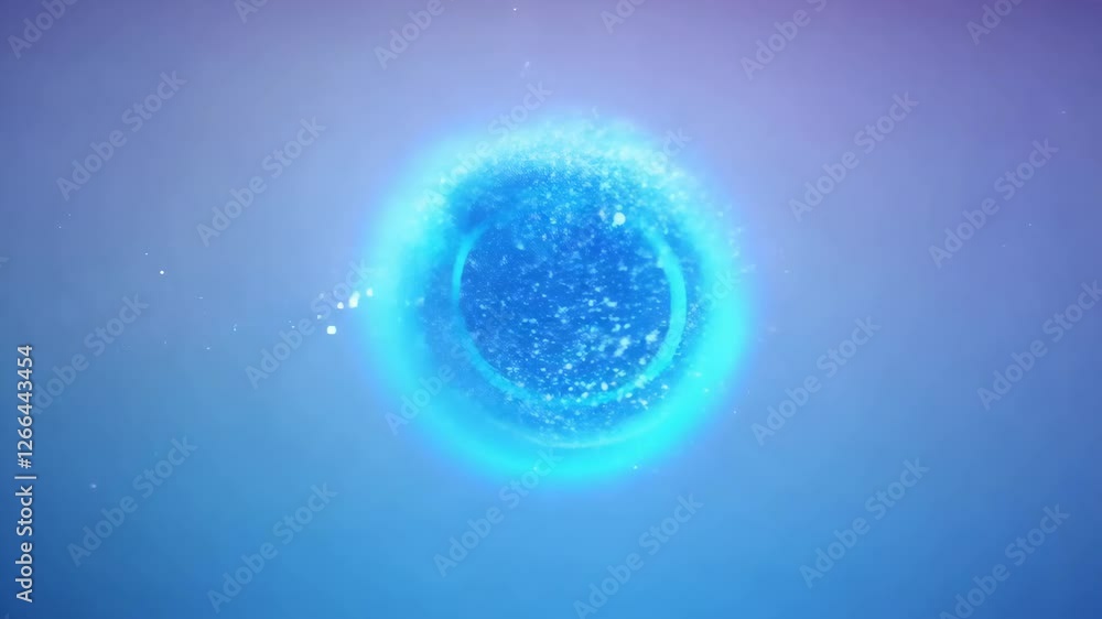 Poster a shimmering blue particle on a beautiful gradient background with loop playback