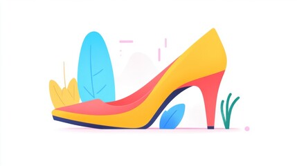Colorful High Heeled Shoe Illustrating Fashion and Style Trends