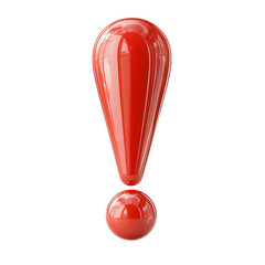 A shiny, cartoon-style red exclamation mark emoji. Great for alerts, notifications, and digital reactions