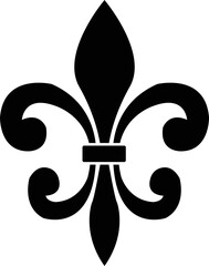 Fleur de Lys symbols or Fleur de Lis vector icon ornament Silhouette isolated on transparent background. Flower Lily Royal Medieval Heraldic french symbol. Classic emblems flower art pattern.