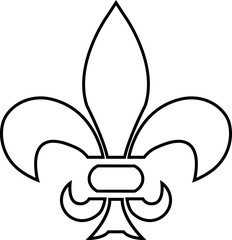 Fleur de Lys symbols or Fleur de Lis vector icon ornament Silhouette isolated on transparent background. Flower Lily Royal Medieval Heraldic french symbol. Classic emblems flower art pattern.