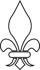 Fleur de Lys symbols or Fleur de Lis vector icon ornament Silhouette isolated on transparent background. Flower Lily Royal Medieval Heraldic french symbol. Classic emblems flower art pattern.