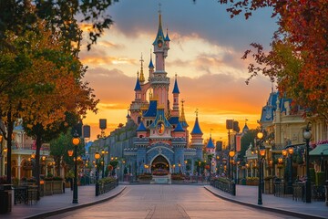 Outdoor photo of disneyland paris with generative ai