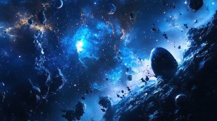 Obraz premium Cosmic stickers with vibrant colors and celestial elements creating an atmosphere of wonder and exploration in deep space. Generative AI