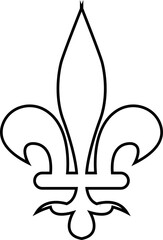 Fleur de Lys symbols or Fleur de Lis vector icon ornament Silhouette isolated on transparent background. Flower Lily Royal Medieval Heraldic french symbol. Classic emblems flower art pattern.