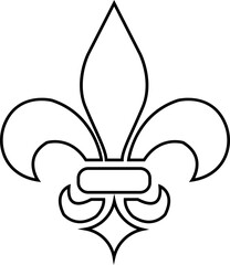 Fleur de Lys symbols or Fleur de Lis vector icon ornament Silhouette isolated on transparent background. Flower Lily Royal Medieval Heraldic french symbol. Classic emblems flower art pattern.