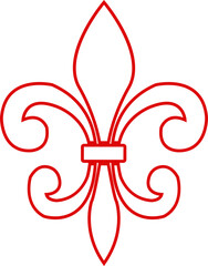 Fleur de Lys symbols or Fleur de Lis vector icon ornament Silhouette isolated on transparent background. Flower Lily Royal Medieval Heraldic french symbol. Classic emblems flower art pattern.
