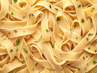 A rustic Italian pasta dish featuring handmade fettuccine coated in creamy truffle sauce, garnished with shaved parmesan and fresh parsley, ultra-detailed hyper-realistic