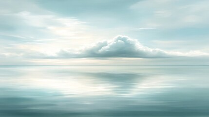 Obraz premium Serene Cloudscape Reflecting Calm Waters Soft Light. AI Generated