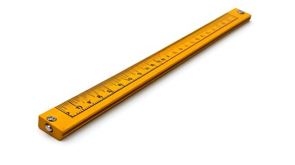 Yellow wooden ruler isolated on white background. Clipping path included.