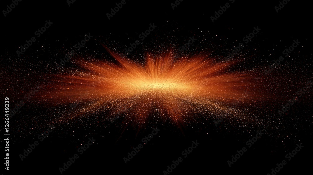 Poster dynamic burst of orange light with subtle particle effects