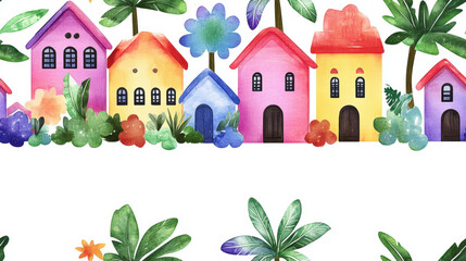 Seamless Colombia, A vibrant scene of a colorful Colombian town captured in high fidelity.