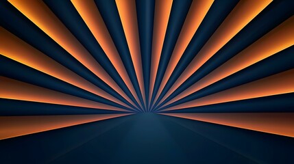 Obraz premium The image contains an abstract design of radiating orange and dark blue stripes converging towards a central point.