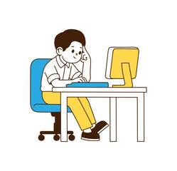 The man sitting in front of the desk.