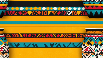 Seamless Colombia, A vibrant ceramic vase with intricate designs and bright colors in high fidelity.