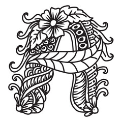 Letter A in the ethnic style. Zentangle. Hand drawn vector illustration