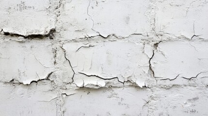 Obraz premium Cracked White Wall Texture with Peeling Paint and Distressed Surface
