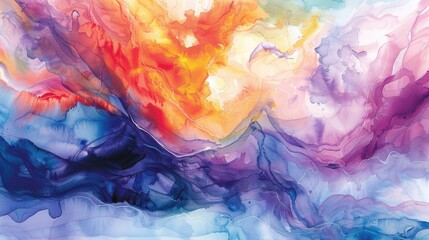 abstract watercolor painting of swirling colors and shapes, with fluid lines that form an abstract representation of the sea or ocean