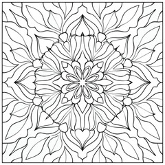 Intricate Floral Mandala Coloring Page: Detailed Flower Pattern for Relaxation & Stress Relief, Geometric Design, Printable Art Therapy