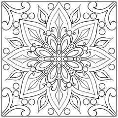 Intricate Mandala Coloring Page: Floral Design, Geometric Pattern, Relaxation Art, Detailed Illustration, Printable, Stress Relief, Zentangle Style