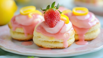 Delicious Strawberry Lemon Biscuits with Pink Glaze Perfect for Dessert