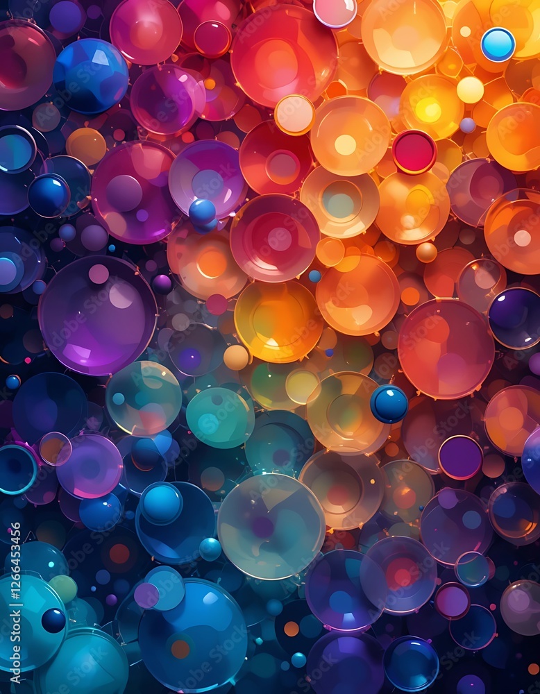 Poster chromatic spheres, an abstract composition of floating color gradients