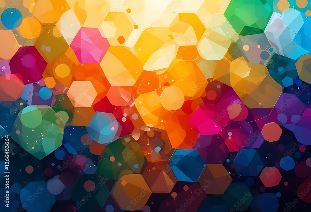 Poster kaleidoscope of geometric shapes, a dynamic and vibrant abstract pattern