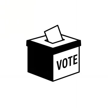recommend clip art: Casting Vote Black and White Illustration of Ballot Box and Paper