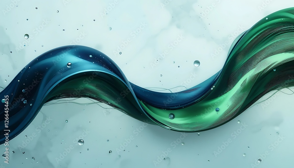 Poster abstract gradient flowing lines with water droplets artistic background