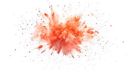 Orange powder explosion on white background.