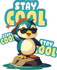 Naklejka premium Stay Cool - Chill Penguin Vibes