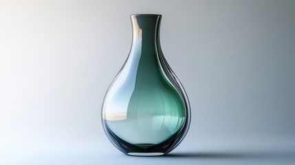 Green vase placed on a textured gray surface in a minimalist interior setting